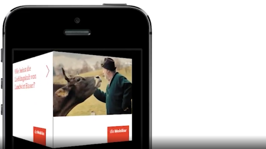 Mobile Swipe Cube Ad des Werbekunden Mobiliar