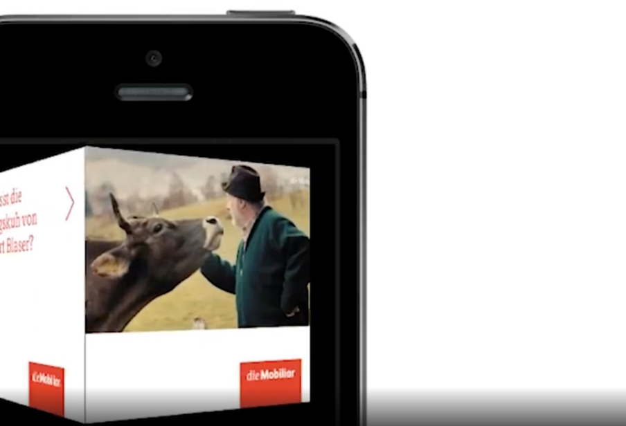 Mobile Swipe Cube Ad des Werbekunden Mobiliar