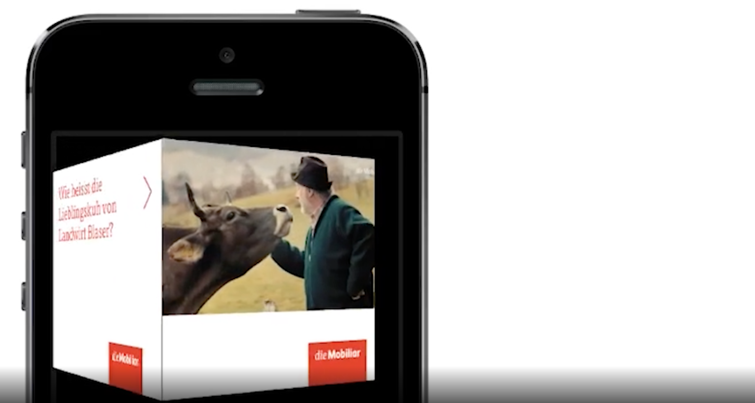 Mobile Swipe Cube Ad des Werbekunden Mobiliar